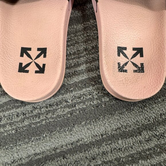 Off-White Pink Rubber “LEFT” “RIGHT” Slides Women’s Size 35 - Picture 4 of 7